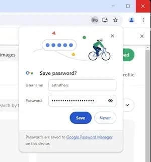 Chrome request to store password