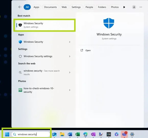 How to update Windows 11 security - search