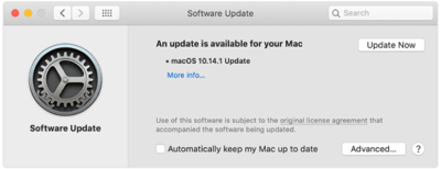 MacOS update available screen