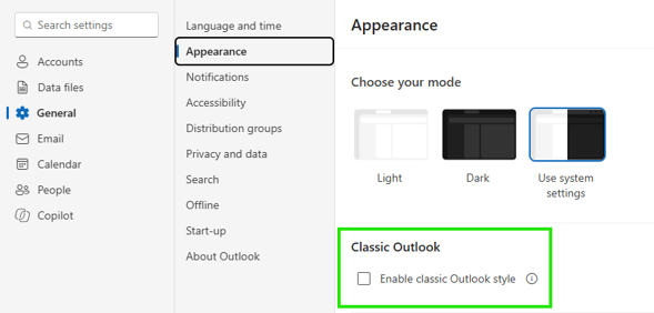 Outlook classic