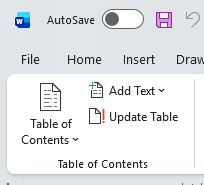 Word styles - TOC