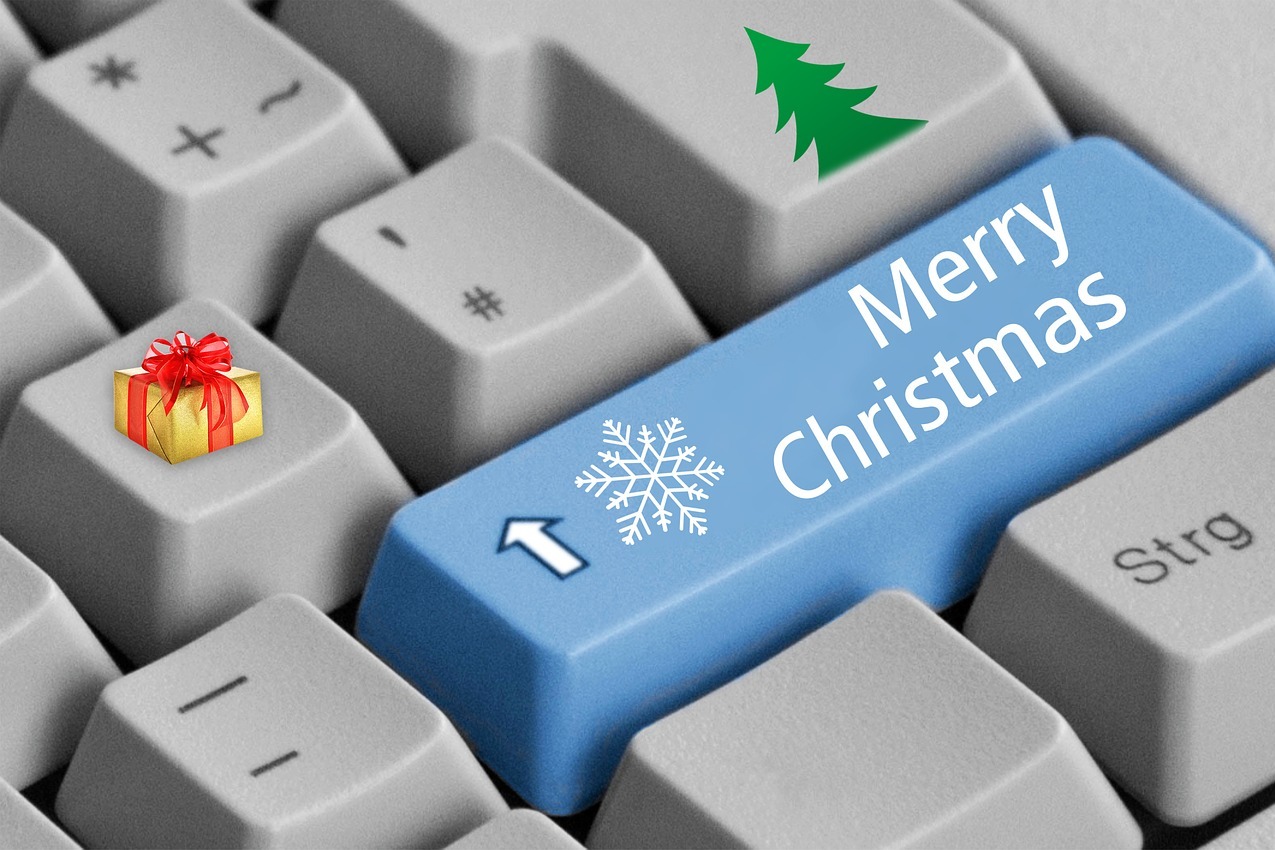 Merry Christmas button on a keyboard