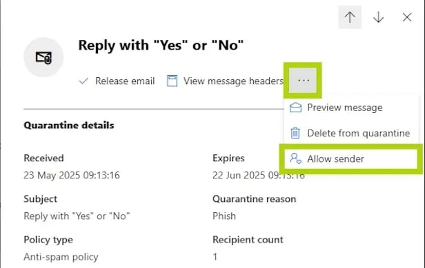 how to find and recover email in Microsoft outlook allow sender