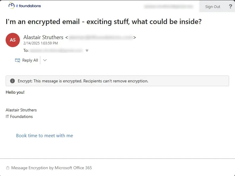 how to send a secure encrypted email in outlook - viewing the message