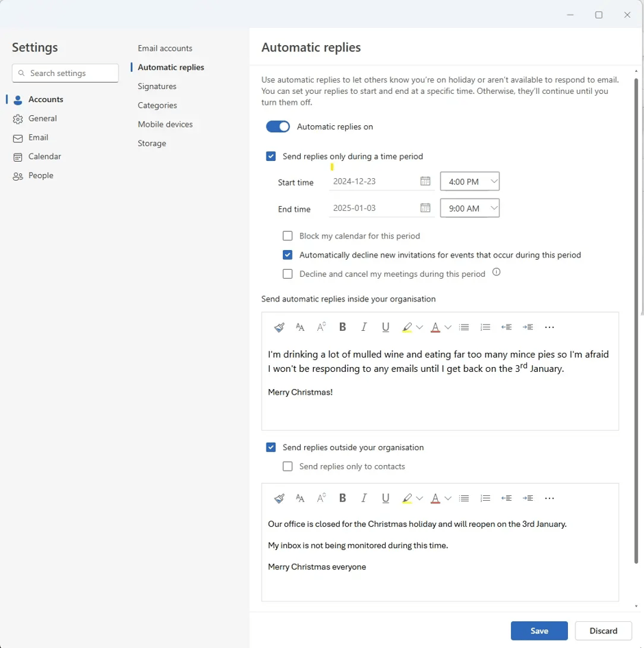 How to turn on Out of Office in Microsoft New Outlook Image 2