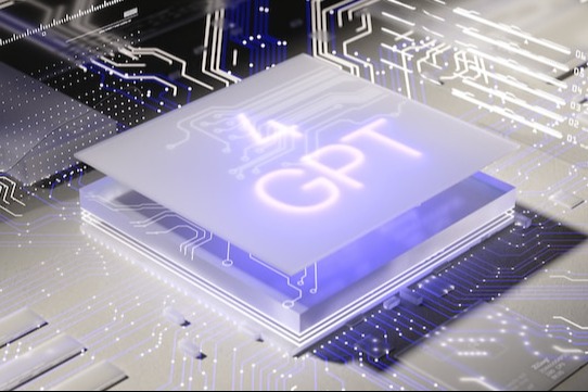 CGI of a computer processor with 4 GPT written on it