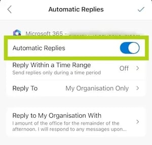 How to turn on Out of Office in Microsoft Outlook for the iOS Image 3