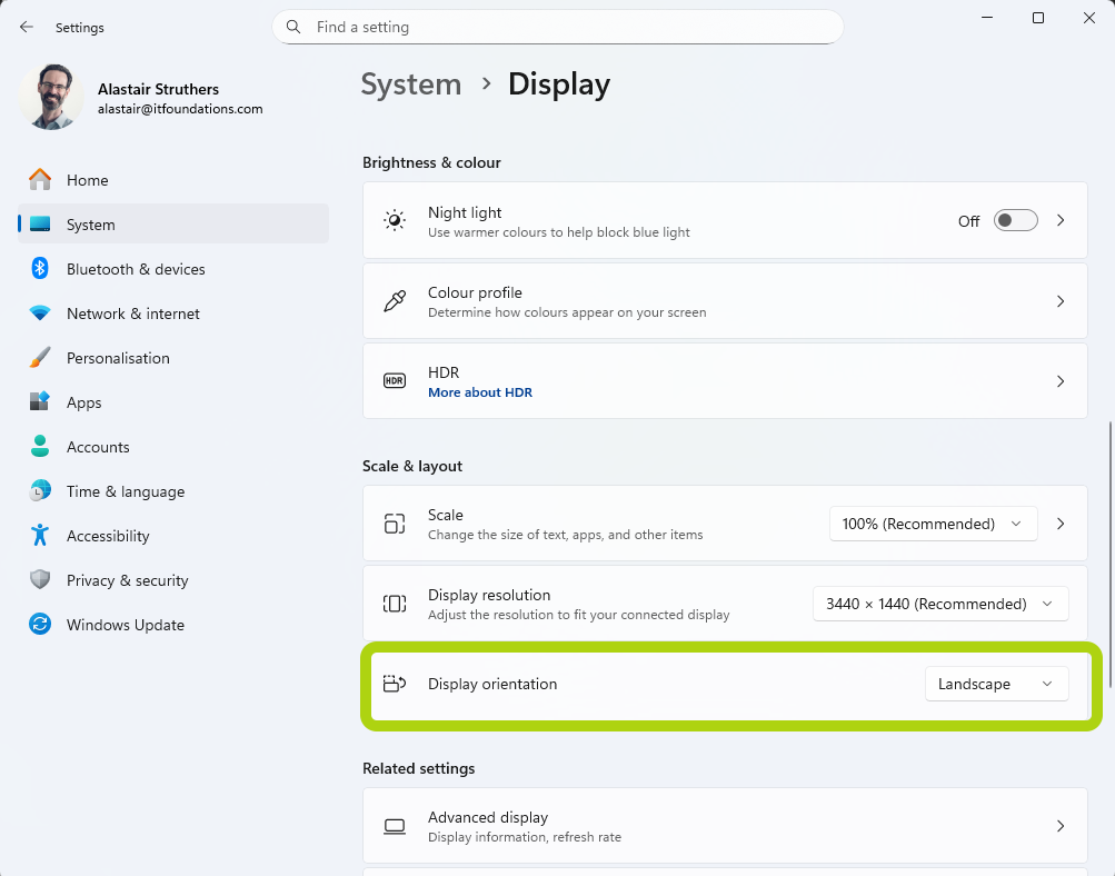 Dual monitors - display orientation