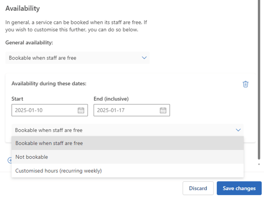 Microsoft Bookings Availability